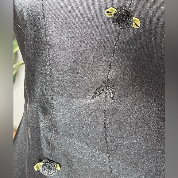 Y2K Rampage Black Mini Dress Floral Embellishment Spaghetti Strap Size 7 - Picture 9 of 11